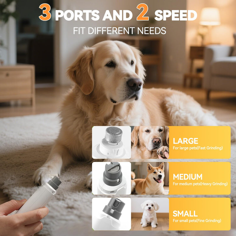 Dog Nail Grinder Powerful Rechargeable Electric Pet Nail Clippers Grooming & Smoothing for Large Medium Puppy and Cat, Dogs Nail File Cat Nail Trimmer-White - PawsPlanet Australia
