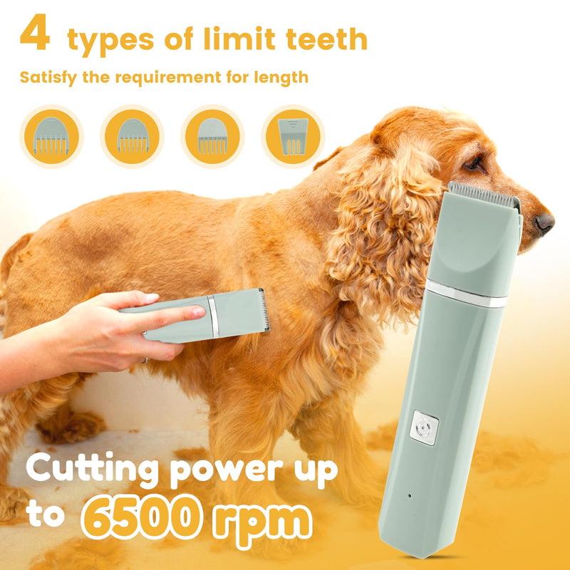 Cat Grooming Clippers Kit Cordless Low Noise Cat Clippers Kit Two Speed Cat Hair Trimmer Dog Hair Clipper Cat Shaver for Matted Fur Small Dog Grooming Kit Dog Paw Trimmer Pet Clipper for Cat (Green) Green