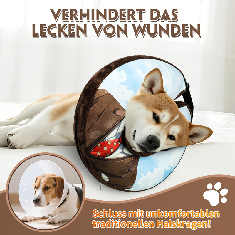 Inflatable Collar for Dogs & Cats - Soft Lick Protection Collar with Adjustable Drawstring, Ideal After Surgery or Wounds, Vision Stays Free, M Suits medium / 1