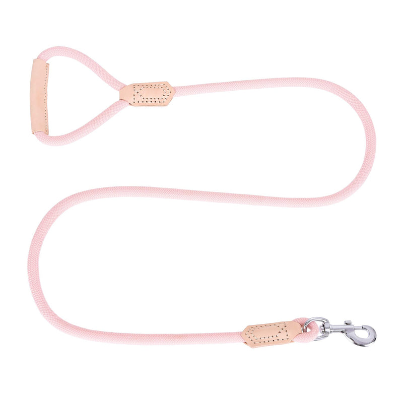 Mile High Life | Premium Leather Dog Leash | Strong Rope Leash | Leather Handle | Zinc Alloy Strong Clasp | Small Medium Large Dogs | 4/5/6 Feet(Pink, 48 Inch (Pack of 1)) 48 Inch-1/2" Leather handle-Pink - PawsPlanet Australia