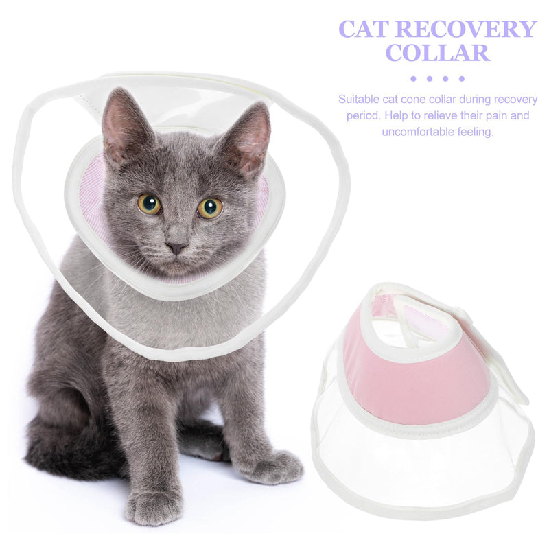 TEHAUX Soft PVC Cat Collar with Anti-Leak Function and Easy On and Off, Red Recovery Neck Collar for Cats after Surgery, Red, 21x11cm