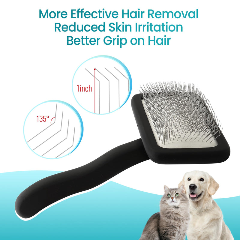 Fenice Peak Slicker Brush for Dogs Black Wooden Dog Brush Pet Comb for Poodles Goldendoodles Easy to Remove Tangles Dirt and Loose Hair Professional Dog Grooming Brush Large - PawsPlanet Australia