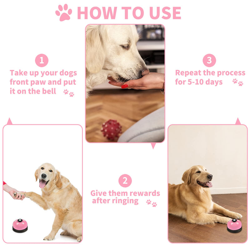 3 Pack Dog Doorbells, Pet Training Bells for Go Outside Potty Training and Communication Device Large Loud Dog Bell Cat Puppy Interactive Toys Adjustable Strap Door Bell (Pink) Pink