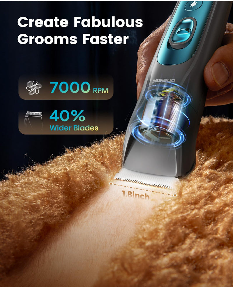 oneisall Dog Clippers & Paw Trimmer 4 in 1 Grooming Kit, Dog Grooming Clippers with LED Light for Full-Body Grooming, Cordless Silent Pet Shaver for Dogs Cats Blue 4-in-1 - PawsPlanet Australia