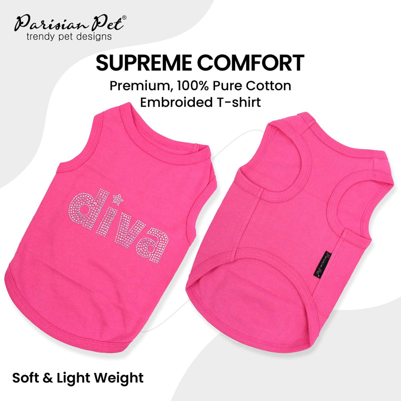 Parisian Pet Diva Dog Shirt – 100% Cotton Shirts for Large Dogs – Pink Sleeveless Soft Puppy Clothes – Lightweight and Breathable Dog Outfit – Summer Pet Apparel - Stretchable Tshirts for Dogs 3XL - PawsPlanet Australia