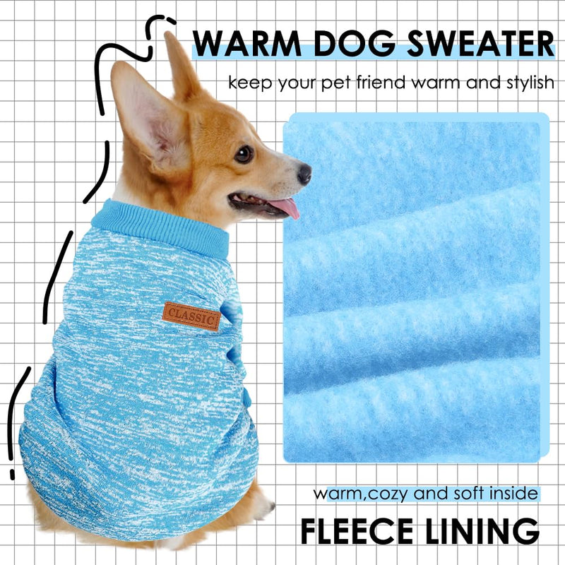 3 Pack Dog Sweaters for Small Dogs Girl Boy Dog Winter Fleece Clothes Warm Soft Dog Sweatshirt Outfit for Dog Cat Pet Apparel - PawsPlanet Australia