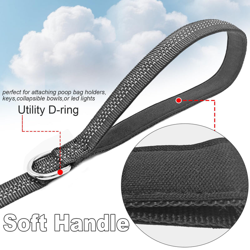 Bungee Dog Leash- 5FT Shock Absorbing & Reflective Nylon Leash| Anti-Pull Training for Small/Medium Dogs | 2cm Wide, 6 Colors (Black) Black - PawsPlanet Australia