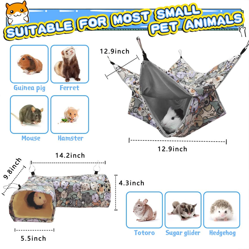 Guinea Pig Ferret Rat Corner Tunnel and Hammock, Guinea Pig Hideout Corner Tunnel & Tubes for Bunny Rabbit Hedgehog Piggy Chinchilla Toys and Cage Accessories 1. Hammock&Tunnel-Cat - PawsPlanet Australia