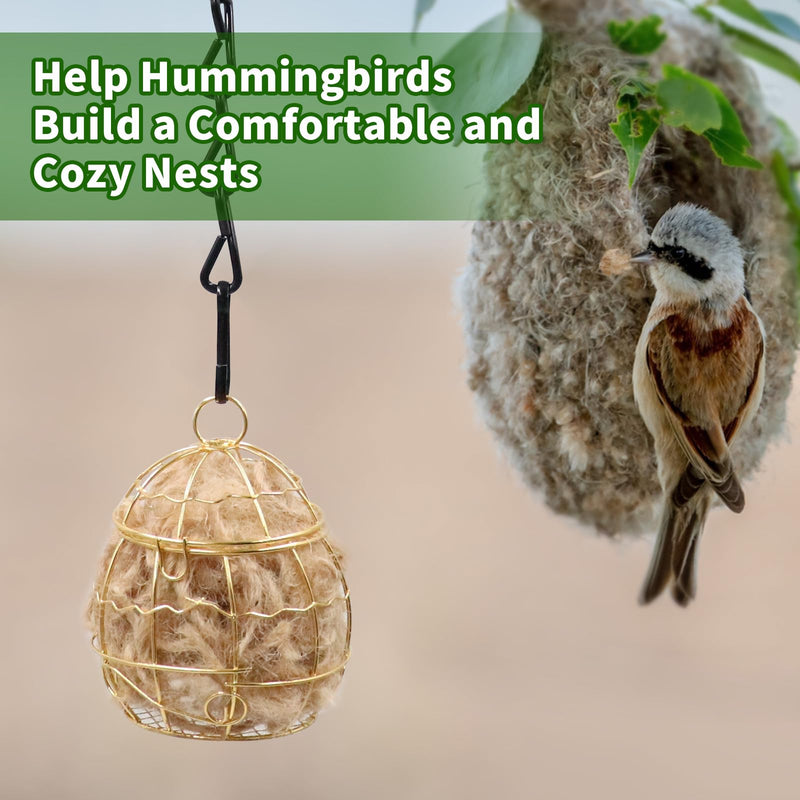 2 Pack Bird Nesting Material Cage Holder for Wild Birds, Hummingbird Nesting Material Kit, Gift for Bird Lovers, Hanging Nesting Supply Dispenser with Metal Hook for Outdoor Use - PawsPlanet Australia
