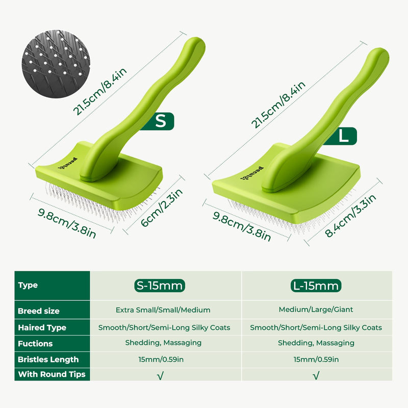 Pecute Slicker Brush for Dogs Cats with Air-Cushion and Soft Pins, Dog Brush for Shedding Massaging Grooming, Lightweight Cat Brush with Pet Comb, Gently Removes Loose Fur Undercoat S Curved Head (Gentle Smoothing) - PawsPlanet Australia