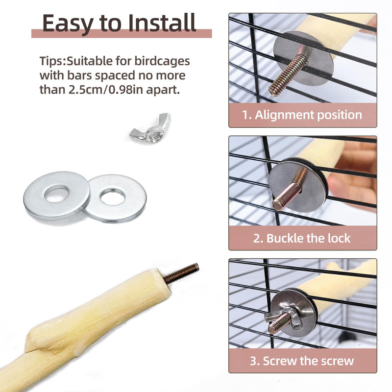 Hamiledyi 4Pcs Natural Wooden Bird Branch Wood Perch Stand Parrot Stand Stick Paw Grinding Cage Accessories for Parrots Parakeets Cockatiels Conures Lovebirds.(8x1in) 4PCS jujube wood - PawsPlanet Australia