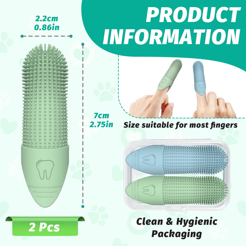 2 Pcs Silicone Finger Toothbrush for Dogs, 360° Flexible Control & Gentle Safe Cleaning, Effortless Plaque Removal for Hard-to-Reach Molars & Daily Oral Hygiene, Perfect for Dogs & Cat