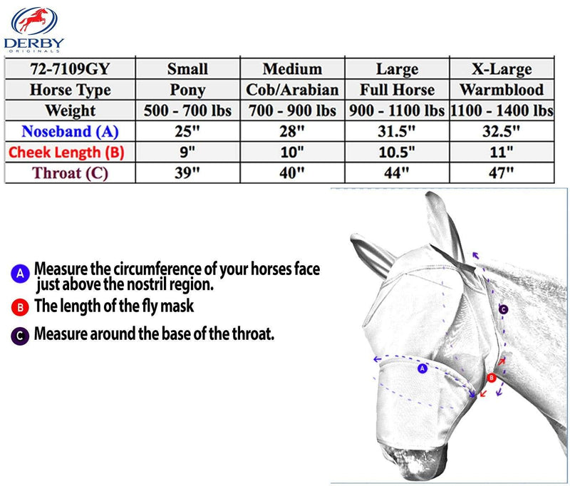 Derby Originals Reflective Mesh Fly Mask with 1 Year Warranty Includes Ears and Nose Cover - PawsPlanet Australia