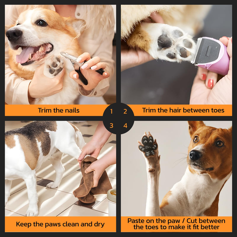 Anti-Slip Dog Paw Protector Pads for Senior Dogs, Dog Paw Black Stickers with Strong Traction on Hardwood Floor, Dog Essentials,12sets(48pcs) XL(41-60lbs) XL(41-60lbs) - PawsPlanet Australia