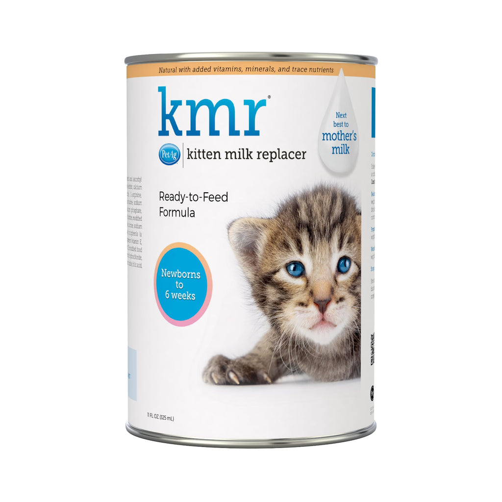 Pet-Ag KMR Kitten Milk Replacer Liquid - 11 oz - Ready-to-Feed Kitten Formula with Vitamins for Kittens Newborn to Six Weeks Old - Easy to Digest