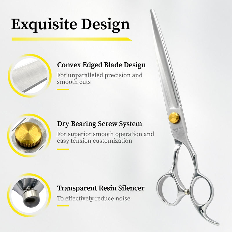 Dog Grooming Scissors, 7.5" Straight Shears, Premium Stainless Steel, Safety Rounded Tip & Offset Handles for Precision Trimming Dogs, Cats, Pet at Home 7.5 Inch - PawsPlanet Australia