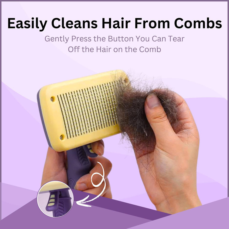 PetBuds Flea Comb for Dogs and Cats, Dog Hair Comb Grooming Tool for Removing Tear Stains, Fleas, Dandruff, Lice (Slicker Dog Brush, 2, count) Slicker Dog Brush 2.0