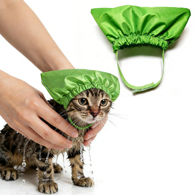 Generic Fabric Cat Cat Bathing Cap, Shower Cap, Head Cover for Swimming and Bathing with Adjustable Design, Pet Bathing Bathing Cap, Rose Red, M