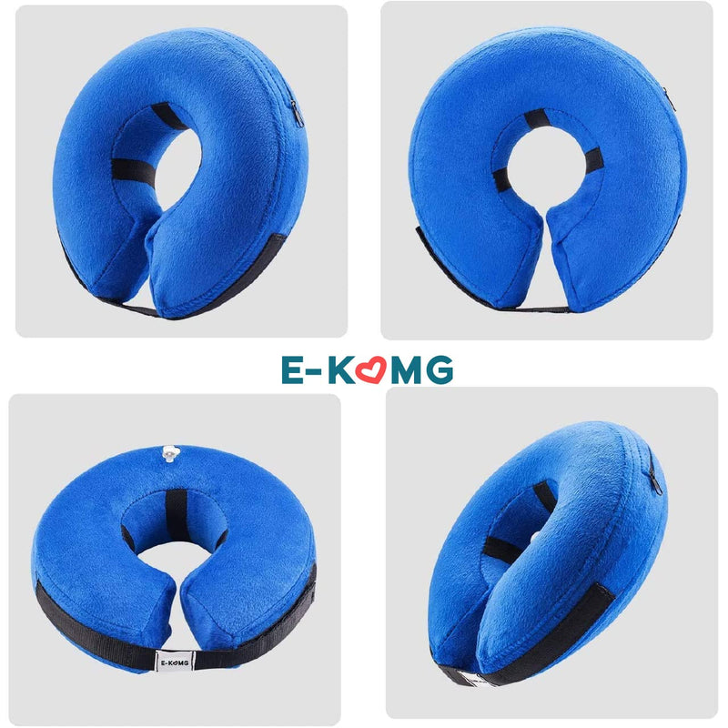E-KOMG Dog Cone After Surgery, Protective Inflatable Collar, Blow Up Dog Collar, Pet Recovery Collar for Dogs and Cats Soft (Large(12"-18"), Blue) Large(12"-18") - PawsPlanet Australia