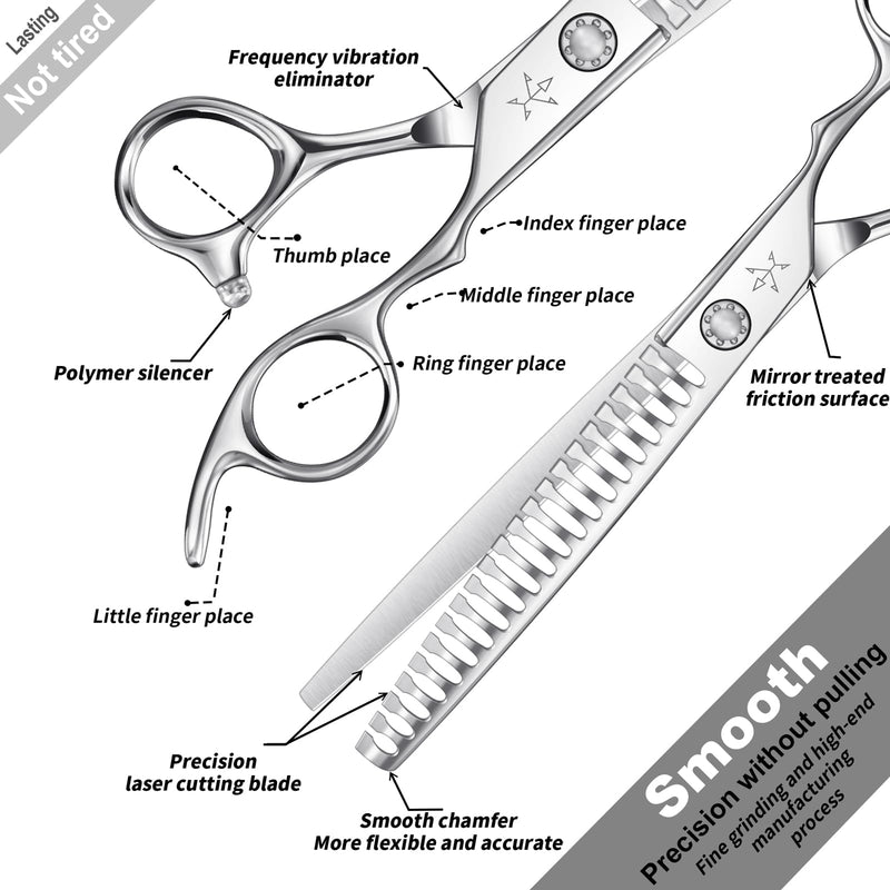 High-end Professional Dog Grooming Thinning Scissors Teeth Cutting Blending Shears Pet Texturizing Shears 7.5 Inch Extremely Very Sharp Stainless Steel Alloy For Cat Other Animals Groomer Thinning Shears 7.5inch - PawsPlanet Australia