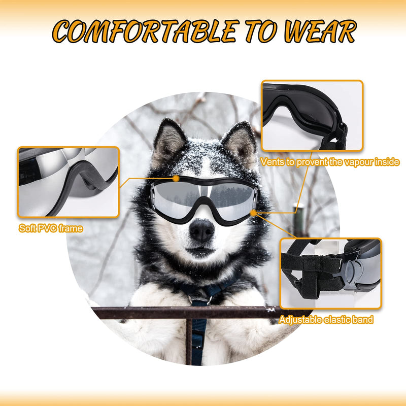 NVTED Dog Sunglasses Dog Goggles, UV Protection Wind Dust Fog Protection Pet Glasses Eye Wear Protect with Adjustable Strap for Medium or Large Dogs (Pack of 2) Pack of 2 - PawsPlanet Australia