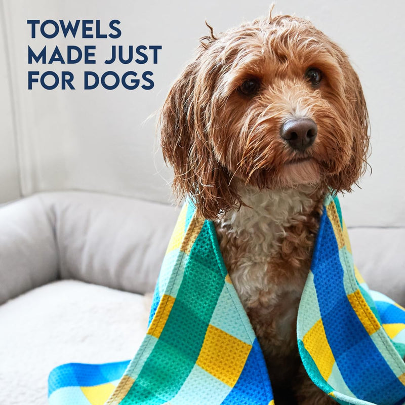 Dock & Bay Pet Towel - Super Absorbent & Quick Drying Dog Towels with Bag - 100% Recycled - Puppy Plaid, Large (120x70cm, 47x27) Large (120x70cm, 47x27") - PawsPlanet Australia