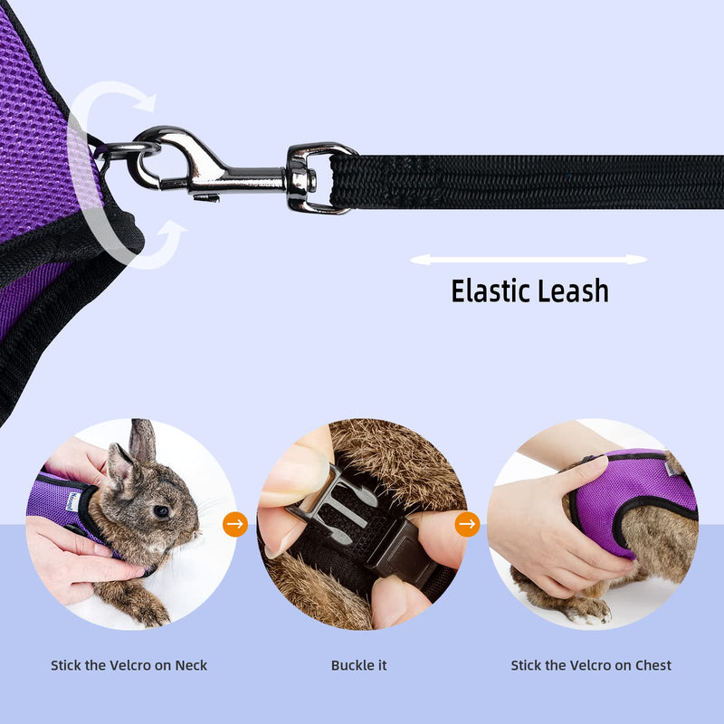 Niteangel Adjustable Soft Harness with Elastic Leash for Rabbits (L, Pink) L - PawsPlanet Australia