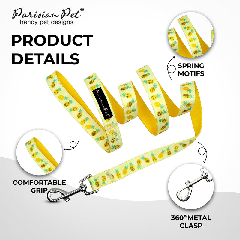 Parisian Pet Pineapple 4Ft Heavy Duty Nylon Dog Leash - Yellow, Odor Proof, Training Leash for Small & Medium Dogs Pineapples - PawsPlanet Australia