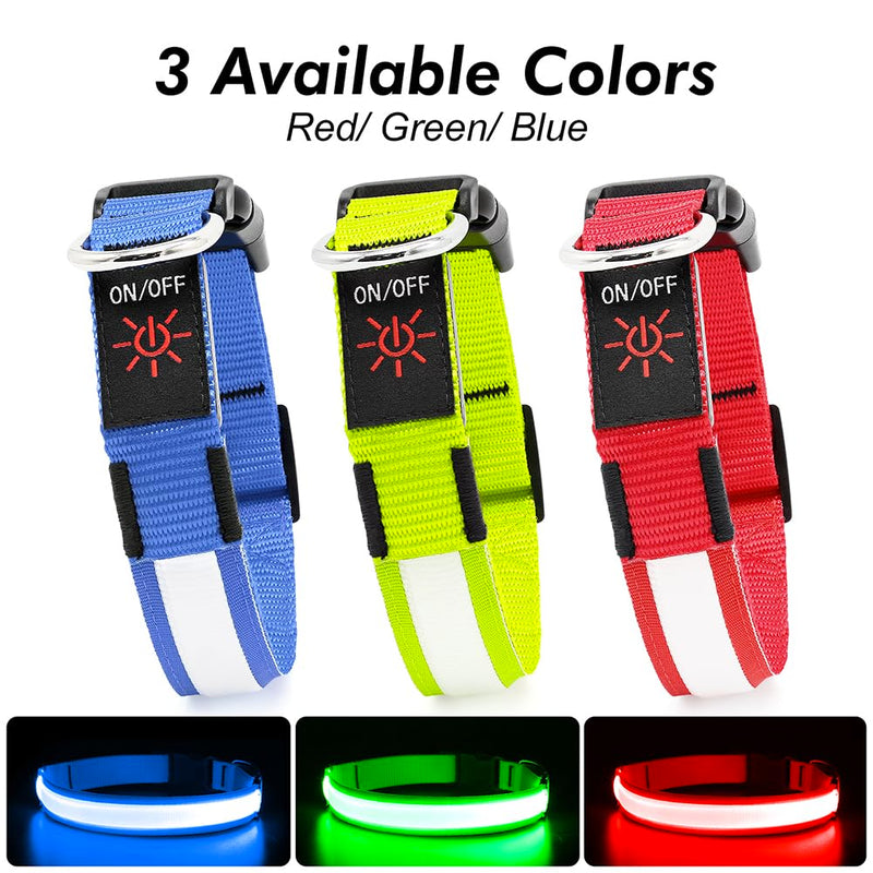 LED Dog Collar, USB Rechargeable Light Up Dog Collars, Adjustable Glow Collars for Dogs,Reusable Safety Dog Collar for Small, Medium, Large Dogs (Blue, Large) Blue - PawsPlanet Australia