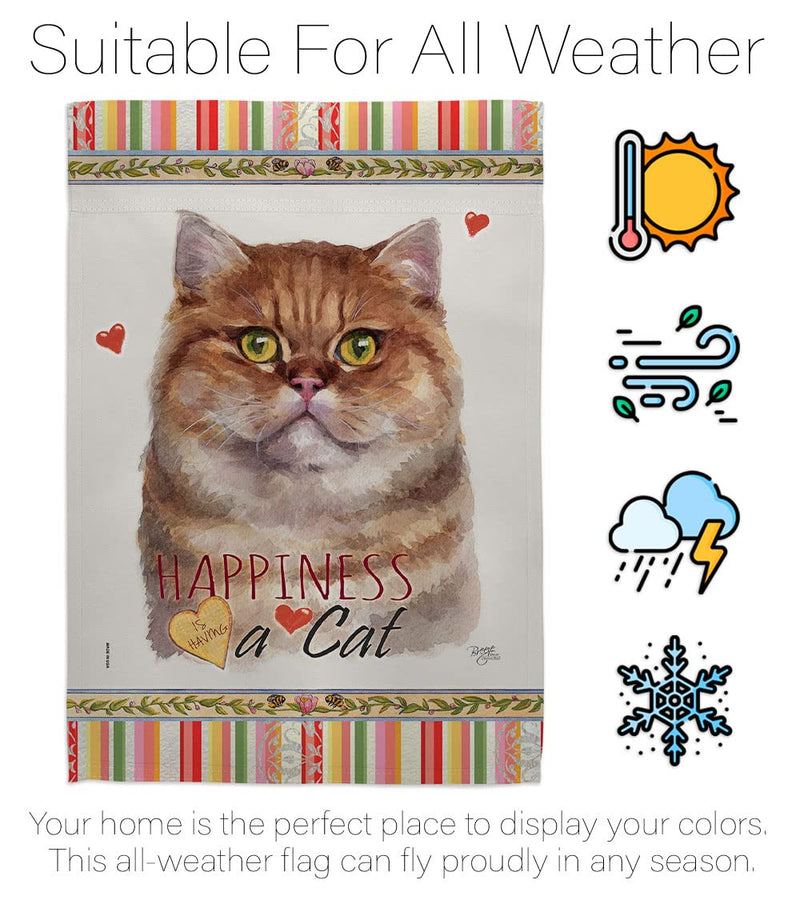 Breeze Decor British Short Hair Happiness House Flag Pack Cat Kitten Meow Spoiled Paw Fur Pet Nature Farm Animal Creature Embroidery Banner Small Garden Yard Gift Double-Sided, Made in USA - PawsPlanet Australia