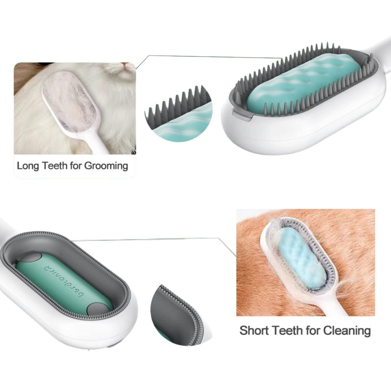 Cat Hair Brush With Water Infused 4 in 1, Pet Grooming Self Cleaning Sticky Brush for Cats, Reusable Cat and Dog Hair Remover with Unique Water Tank Design suitble for every pet hair (blue) blue - PawsPlanet Australia
