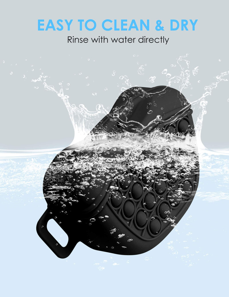 Dog Treat Pouch with Training Clicker 2.0-Upgrade Stronger Magnetic Closure to Avoid Spilling, 1.67 Cup Silicone Treat Bag Fanny Pack with Waist Belt for Pet Training Walking (Black) Black - PawsPlanet Australia