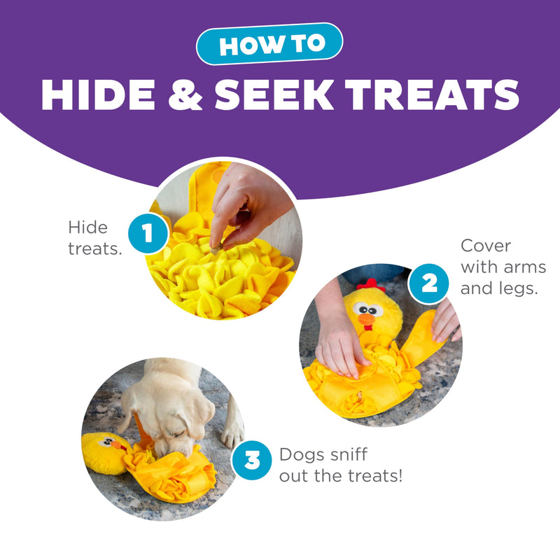 Outward Hound by Nina Ottosson Snuffle Palz Plush Snuffle Mat Dog Treat Puzzle, Non-Slip, Yellow, Chicken Snuffle Palz Chicken - PawsPlanet Australia