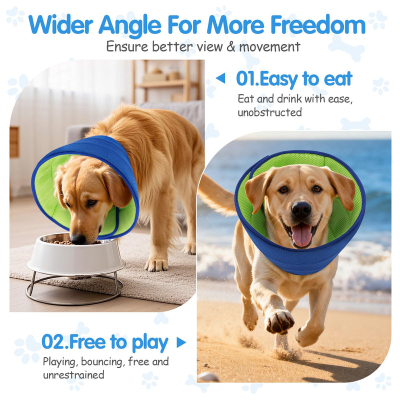 Soft Dog Cone Collar Alternative - Adjustable Comfy Cones for Large/Medium/Small Dogs to Stop Licking After Surgery, Comfortable Fabric Elizabethan Collars, Head Cone of Shame for Neuter Recovery (M)