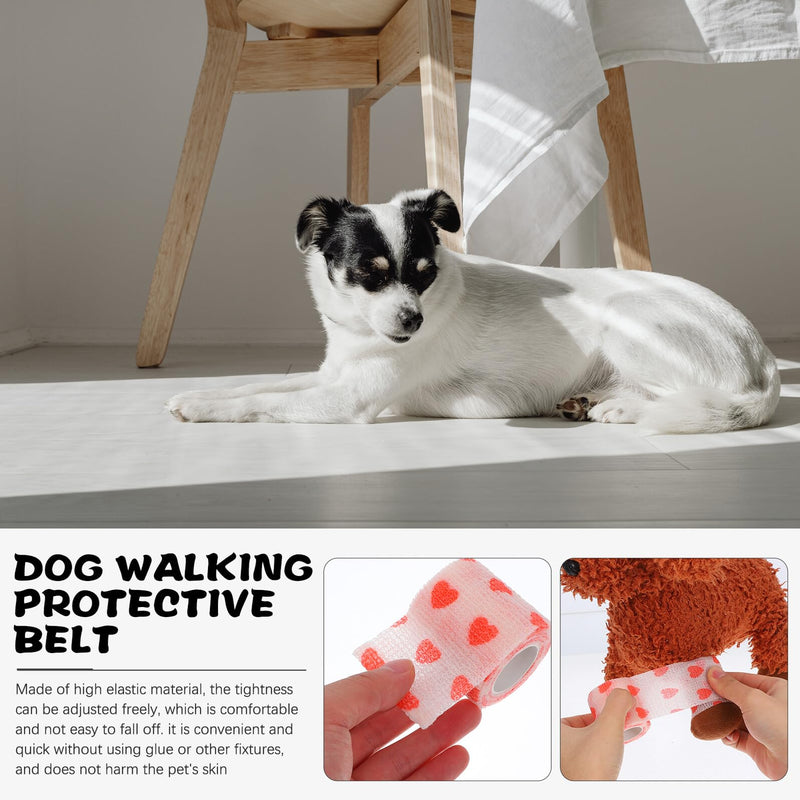 Beavorty Self-Adhesive Elastic Pet Bandage 5cm x 4.5m Made of Highly Elastic Non-Woven Fabric, Red with Pattern, Adjustable Cat and Dog Bandage for Wound Protection During Outdoor Activities and Care