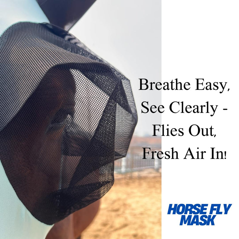 Stretchy Horse Fly Mask with Extra-Large Eyes & Mane Opening – Soft, Breathable Fly Mask for Horses, Tangle-Free Design, Enhanced Visibility (Pink and Blue Stripes, Full (Large)) Pink and Blue Stripes Full (Large)