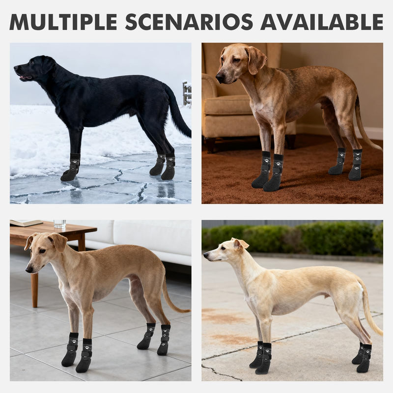 Mihachi Anti Slip Dog Socks, Dog Boots for Hardwood Floors Prevent Licking, Traction Control Waterproof Rubber Sole Paw Protectors for Small Medium Large Dogs,Grey XL Grey XL(Pack of 4) - PawsPlanet Australia