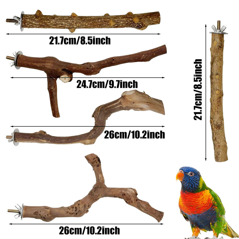 Woohome 5 PCS Natural Grape Stick Natural Wooden Parrot Stand, 3 Grape Wood Perch, 2 Stand, Paw Grinding Fork Bird Perch Stand for Cage Accessorie, Cockatiels, Small Birds WDM-NZG-006 - PawsPlanet Australia