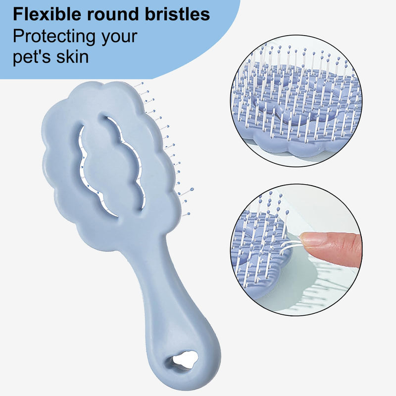 Cloud Shape Small Dog Grooming Brush - Soft Bristle Brush for Gentle Detangling & Massage - Ideal for Maltese, Shih Tzus, Yorkies, and Puppies - Portable & Durable Design, Blue - PawsPlanet Australia