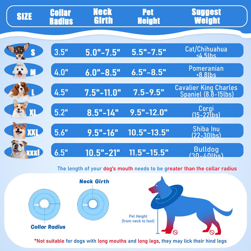 Soft Dog Cone for Small Medium Dogs and Cats, Adjustable Dog Cone Alternative After Surgery, Water Resistant Pet Recovery Cone Collar for Large Dogs to Stop Licking Wounds L(Neck Girth:7.5"-11") Blue - PawsPlanet Australia