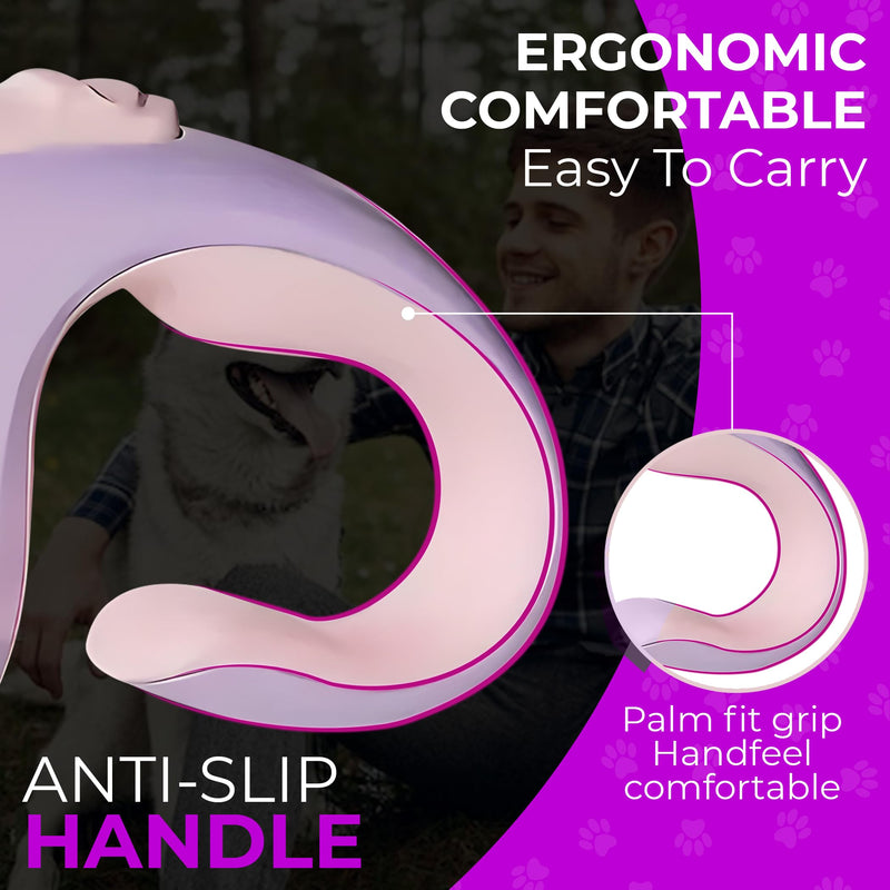 Fashionable and Retractable 15ft Dog Walking Leash with Anti-Slip Handle | 360° Tangle-Free | Heavy Duty Nylon Tape | One-Handed Lock, Pause, Block (Pink) Pink - PawsPlanet Australia