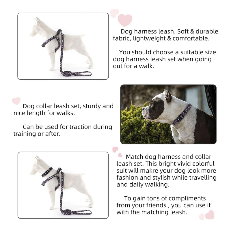 QQPETS Dog Harness Collar Leash - No Pull Pet Adjustable Back Clip Halter Basic Collar Heavy Duty 5FT Anti-Twist Leash for Extra Small Puppy Medium Large Breed Training Easy Walk(XS,Black Heart) Black Heart XS - PawsPlanet Australia