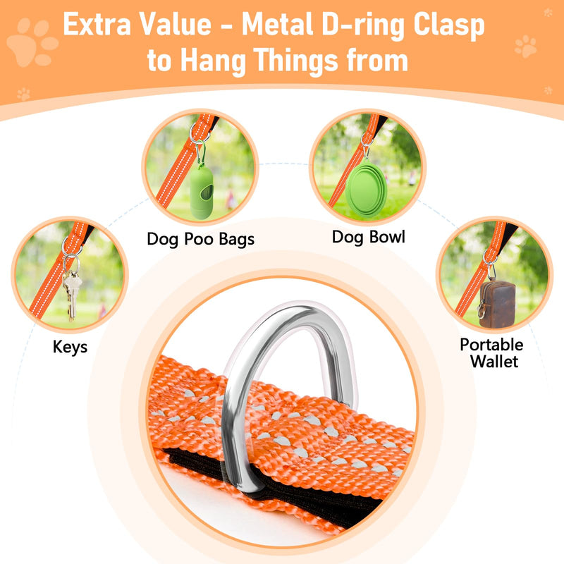 X XBEN Long Line Dog Lead, 35M/49FT Reflective and Lightweight Recall Training Lead for Dogs with Soft Padded Handle and Heavy Duty Hook, Strong Extra Long Dog Lead Leash for Large Small Puppy Dog 35M/115FT Orange