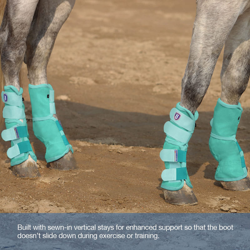 Harrison Howard Horse Fly Boots Perfect Contoured Fit Leg Guards Dense Mesh Boots with Ventilated Comfort Reliable Protection from Summer Elements Set of 4 Mint L Horse Large (Pack of 4)