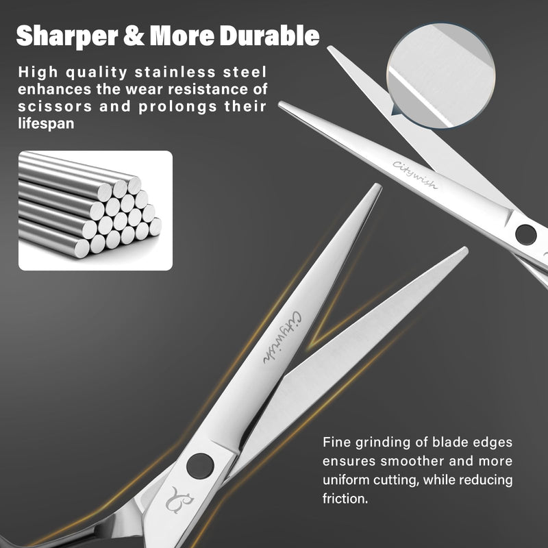 Dog Grooming Scissors,Curved Thinning Scissers and Chunker Shears for Dog Grooming with Safety Round Tips, Sharp and Comfortable 5 in 1 Deg Scissors for Grooming - PawsPlanet Australia
