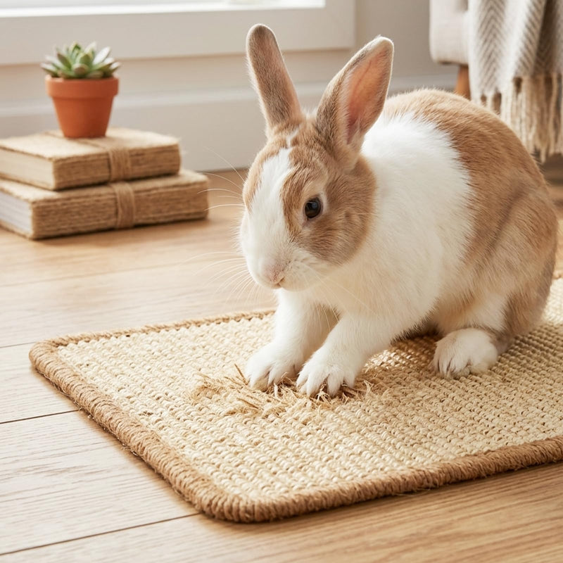 2 Pack Rabbit Scratching Mats with 8 Pcs Rug Grips, 15.7x23.6 Inch Sisal Bunny Scratch Pads for Cages, Claw & Teeth Care, Bedding for Biting, Sleeping & Resting - for Guinea Pigs & Small Pets - PawsPlanet Australia