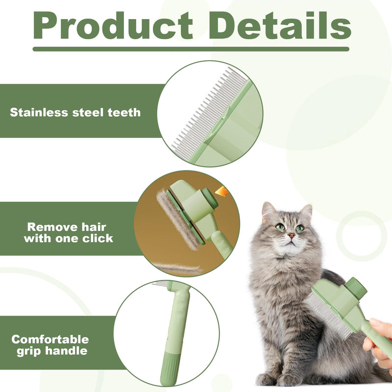 2 Pcs Cat Comb,Flea Comb For Cats,Self-Cleaning Flea For Dogs,Brush For Cats,With Long & Short Stainless Steel Metal Teeth For Shedding And Tangles For Dogs And,Comfort And Safety - PawsPlanet Australia