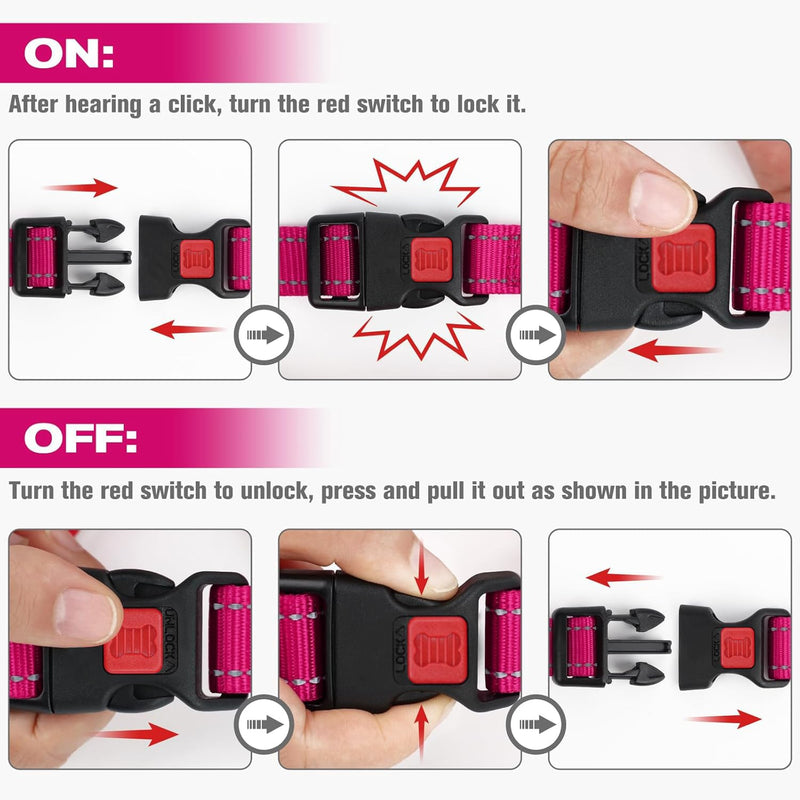 Joytale Martingale Collar for Dogs, Reflective Heavy Duty for Safety, Quick Release Buckle, Adjustable Nylon Collars for Large Dogs Walking Training, Hotpink,L L - PawsPlanet Australia