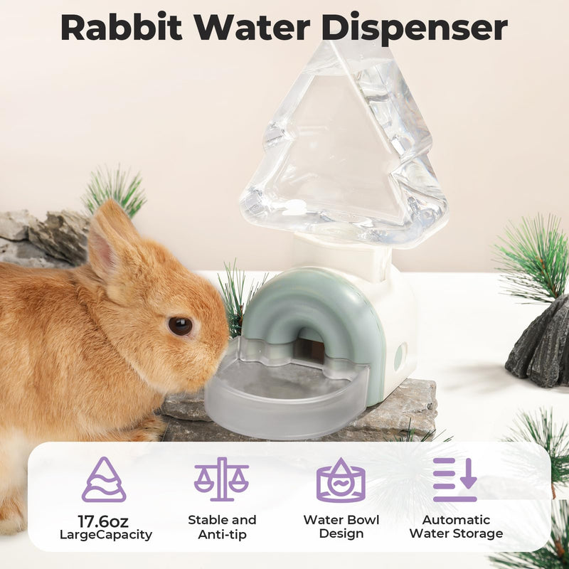mini&moe Rabbit Water Dispenser - 17.6oz Guinea Pig Water Bottle No Drip for Cage Automatic Gravity Silent Hanging Bunny Water Dispenser with Floating Bowl for Hamster, Gerbils, Ferret, Chinchilla White - PawsPlanet Australia