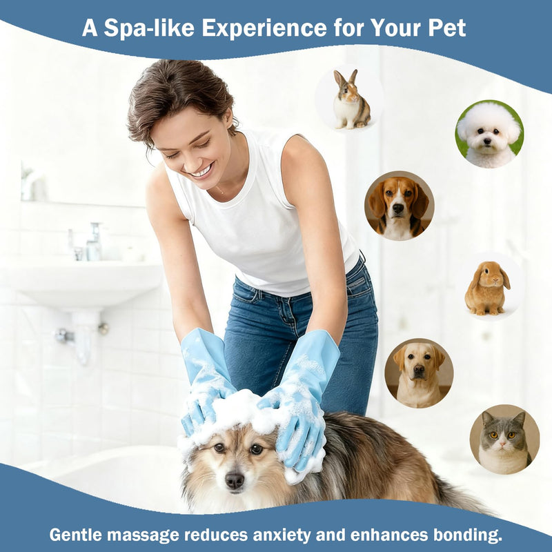 pte Grooming Gloves: Bite-Resistant Pet Bathing Glove with Anti-Slip Particles, Wet and Dry use, Safe for All Ages. Great as Dog Brush Glove and Cat Gloves for Grooming - PawsPlanet Australia